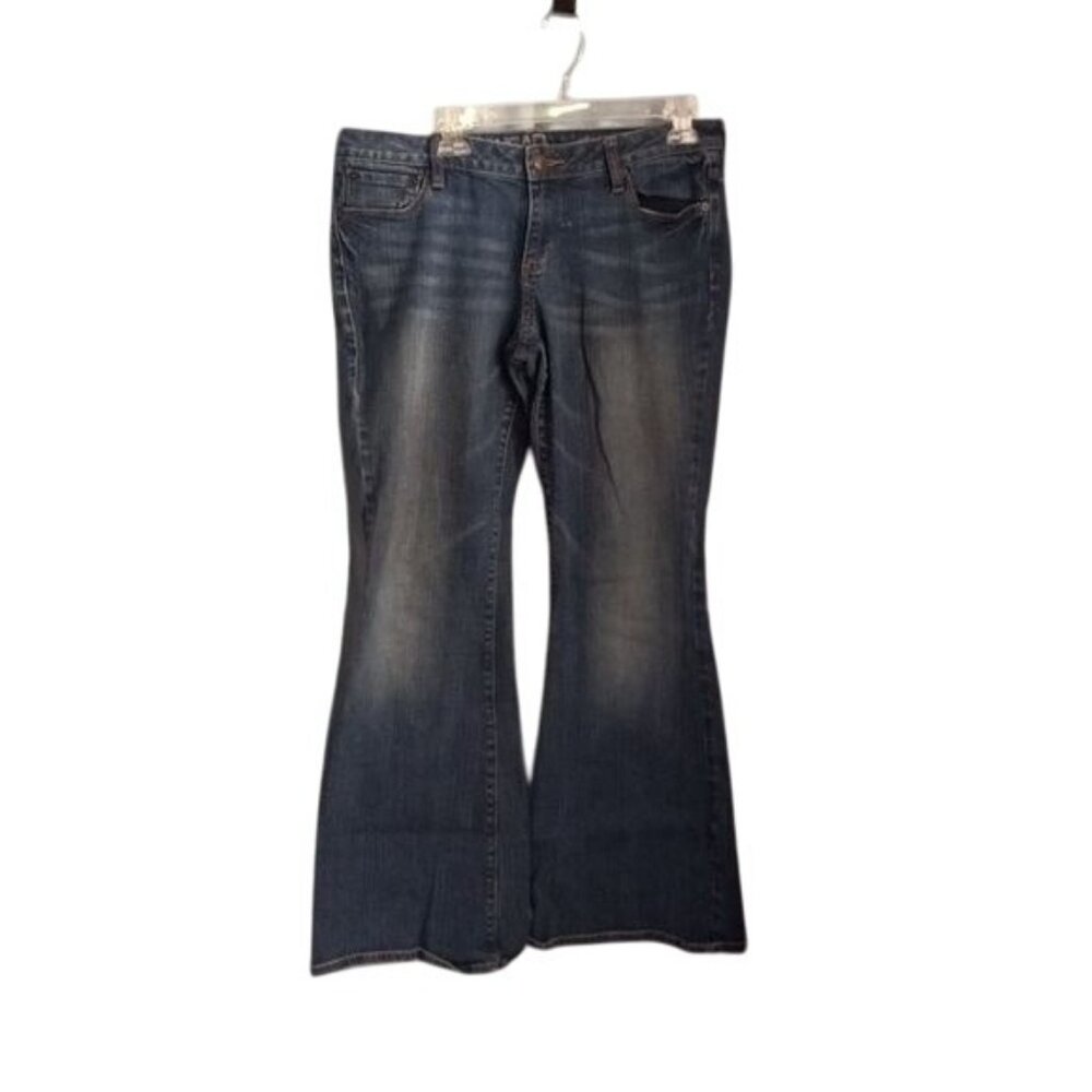 Bullhead 13R Womens Newport Skinny Flare Jeans Blue Denim Distressed Pants